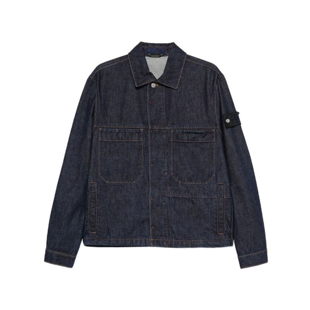 Stone Island Men Denim Collection: Coach Jacket Con Bottoni